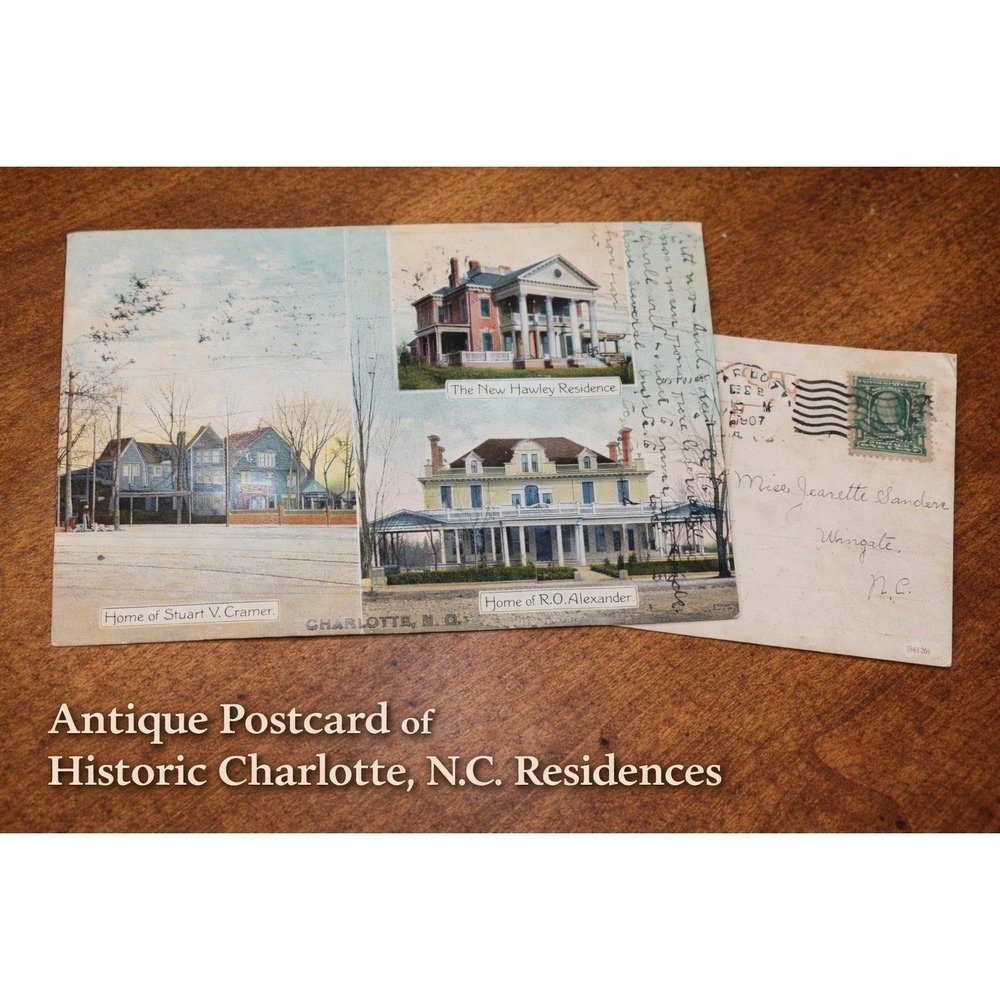 Antique Charlotte NC Postcard Stuart V Cramer New Hawley Residence RO Alexander